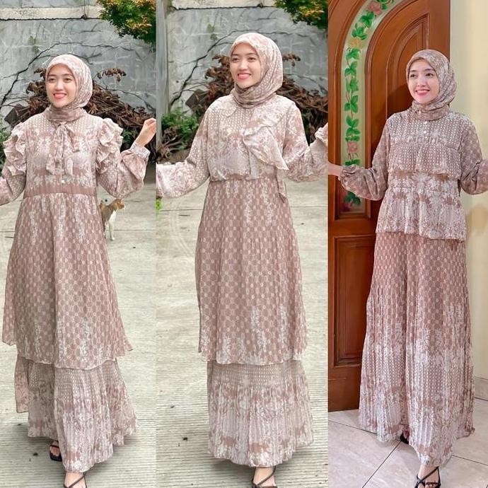 Joley Cloth - Keluarga Seragam Set Kerudung Dress Luxury Ceruti Baby Doll Diamond Baju Kondangan Dre