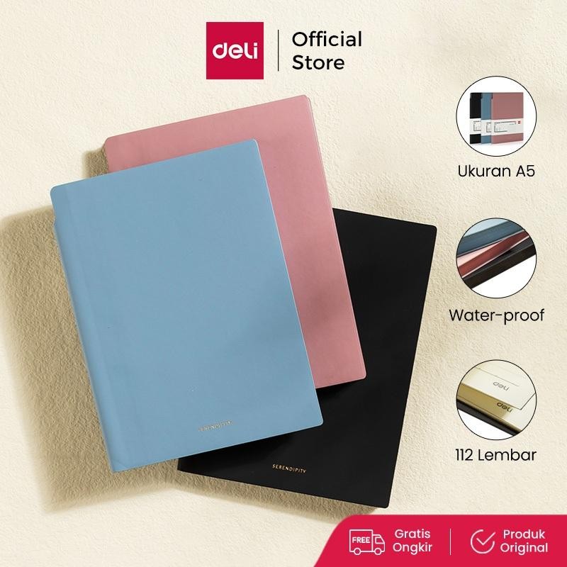 

NEW PRODUCT DELI LEATHER COVER NOTEBOOK / BUKU CATATAN / AGENDA SAMPUL KULIT A5 96 112 LEMBAR SOFT COVER PAPER POCKET EN128L SIENNAOUTLET487