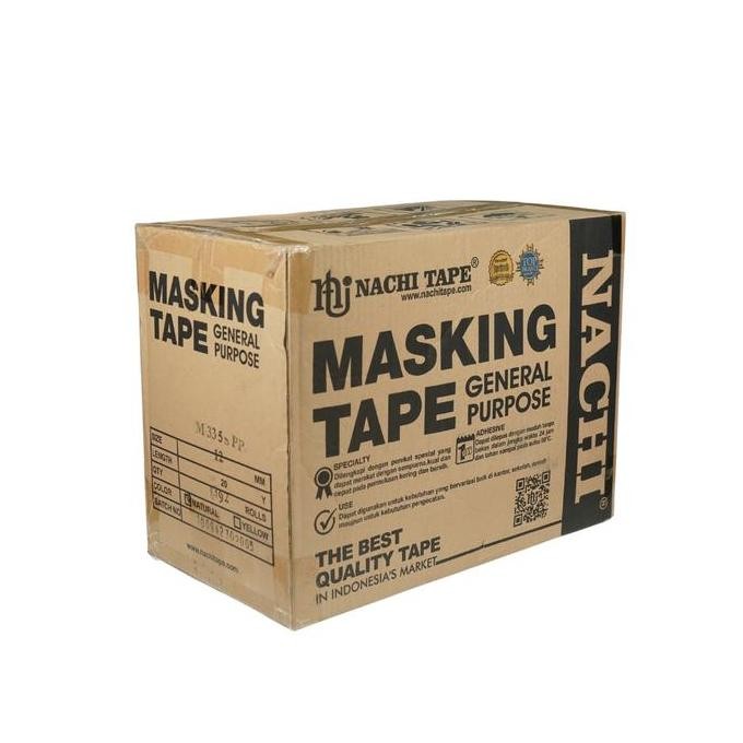 

TERBARU - Lakban Kertas Masking Tape Nachi 0.5 Inch 12mm, 1 inch 24mm, 2 inch 48mm 20 Yard - Dus
