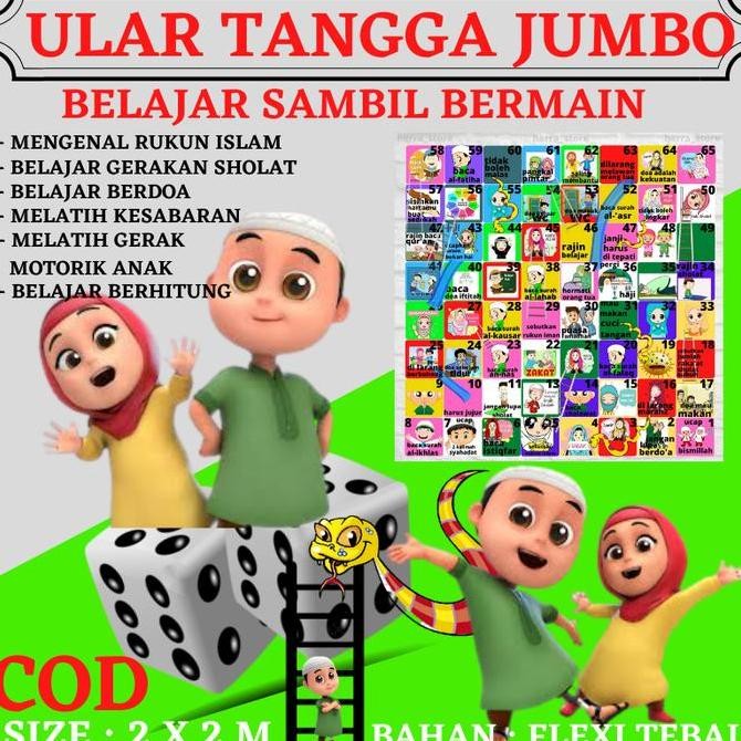 Mainan Edukasi Anak Ular Tangga Jumbo Anak Muslim Ukuran 2x2 meter TK