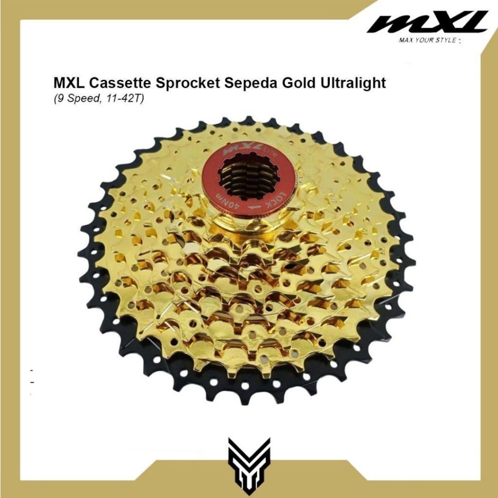 Cassette MXL Gold Ultralight 9 Speed 11-42T Sprocket Cassette Gear Sepeda