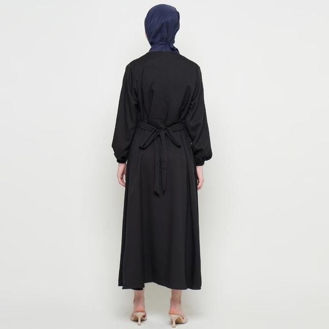 Gamis Wanita Pakaian Muslim Wanita Gamis Slit Warna Hitam SR281