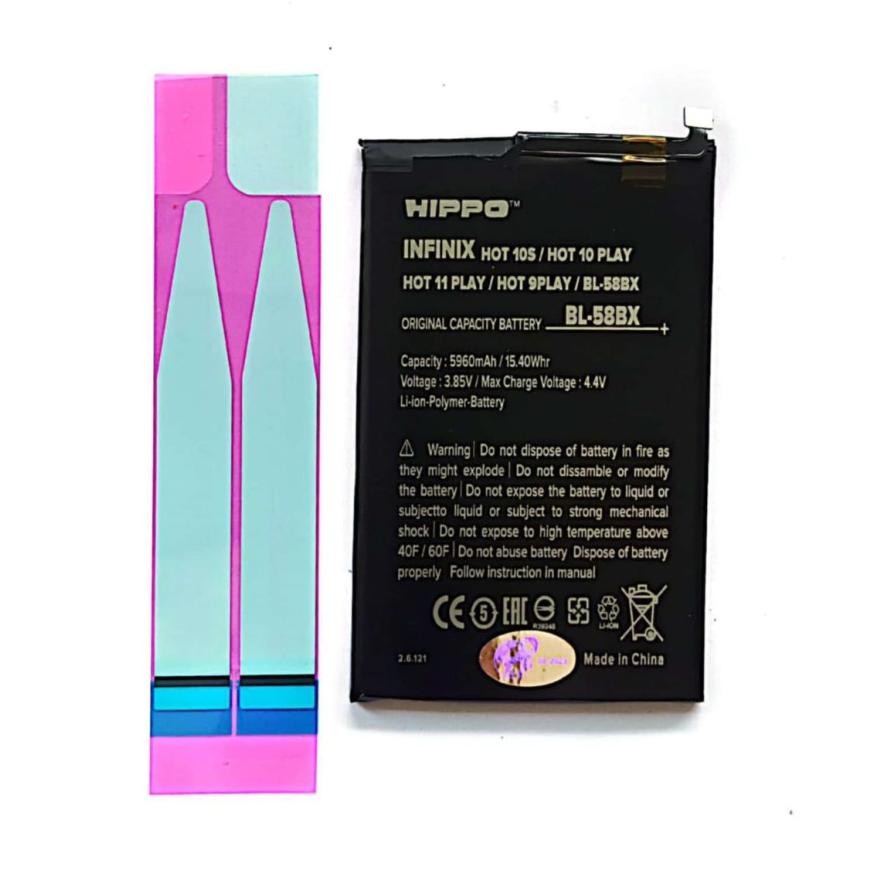 NAMPOL Baterai Hippo Infinix Hot 10s / 10 Play Bl 58BX 5960 mAh Garansi Resmi
