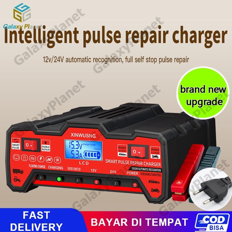 Smart Charger Aki Otomatis 12v 24v Pengisi Daya Cepat Untuk Mobil Motor Kapal Truk Auto Repair Casan