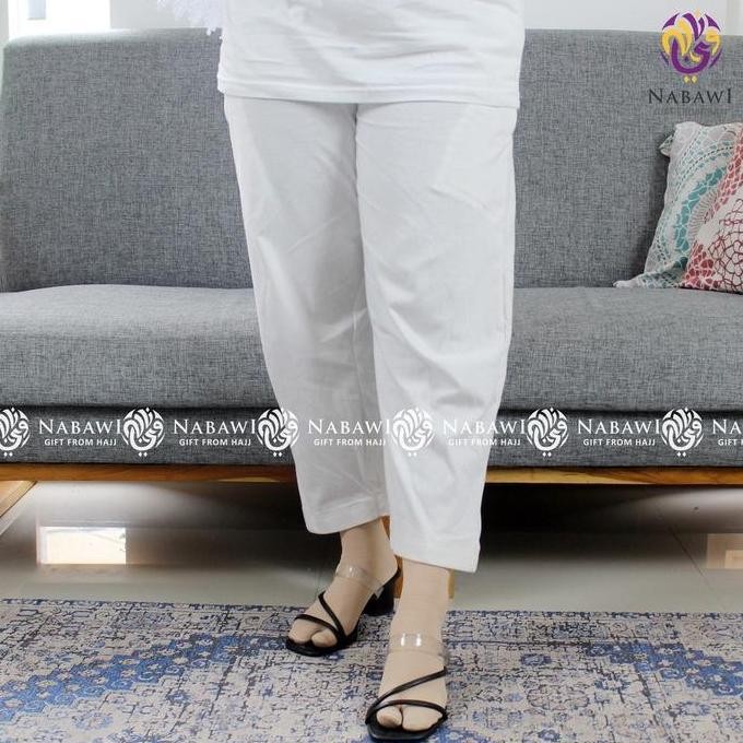 ~~~~~] Celana Ihram Ihrom Wanita Panjang Bahan Kain Katun Putih Polos Kantong Celana Dalaman Perleng