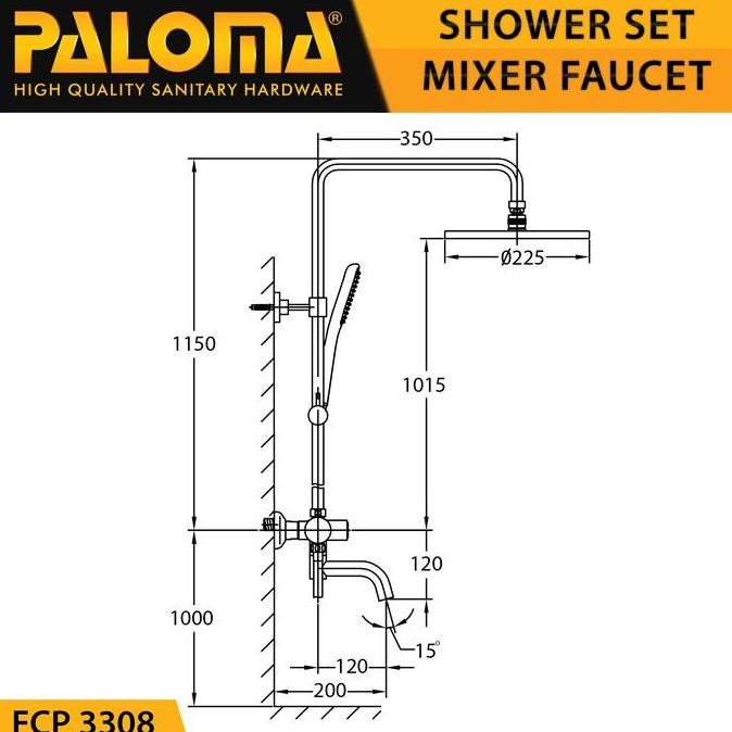 Tersedia Paloma Fcp 3308 Shower Tiang Set Column Mandi Keran Kran Panas Dingin