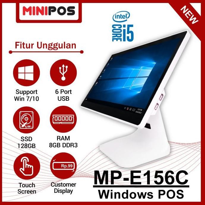 

TERBARU - POS Windows Ritel Pintar All In One MINIPOS MP-E156C Touch Screen 15.6in intel i5