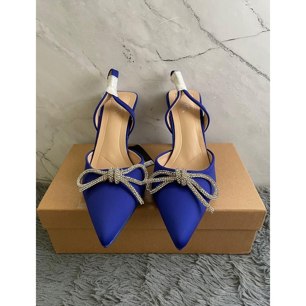 SANDAL HEELS WANITA IMPORT FASHION / ZARA ZRA 7151 PITA RIBBON BLINK