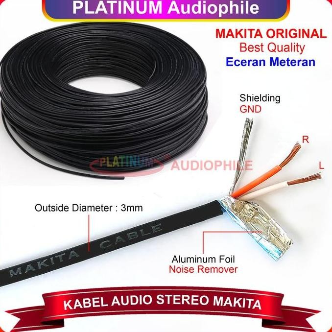 Kabel Audio Stereo Input AUX Headphone Kabel Head Skerem Meteran