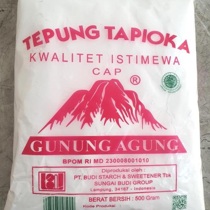 

Terlaris Tepung Tapioka / Aci / Kanji / Tapioca Flour Cap Gunung Agung 500Gr