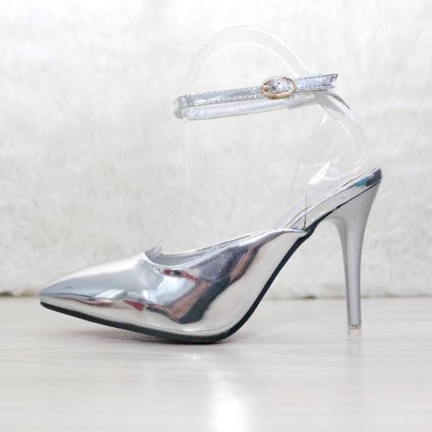 Ykshoes 1263 strappy sepatu hak pump import shoes tinggi heels 10cm gold silver putih hitam beige