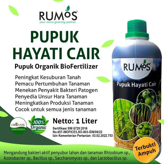 

Terlaris Pupuk Organik Hayati Cair 1L Rumos / Penyubur Tanah Dan Tanaman
