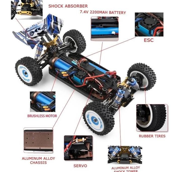 Miliki Wl Toys 124017 Buggy Rc Car 1/12 All Metal Chassis 2.4Ghz Versi 2