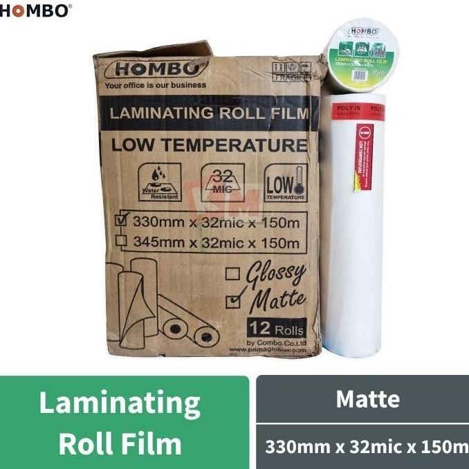 

TERBARU - Plastik Laminating Roll Film Hombo Matte 330 mm x 32 mic x 150 m