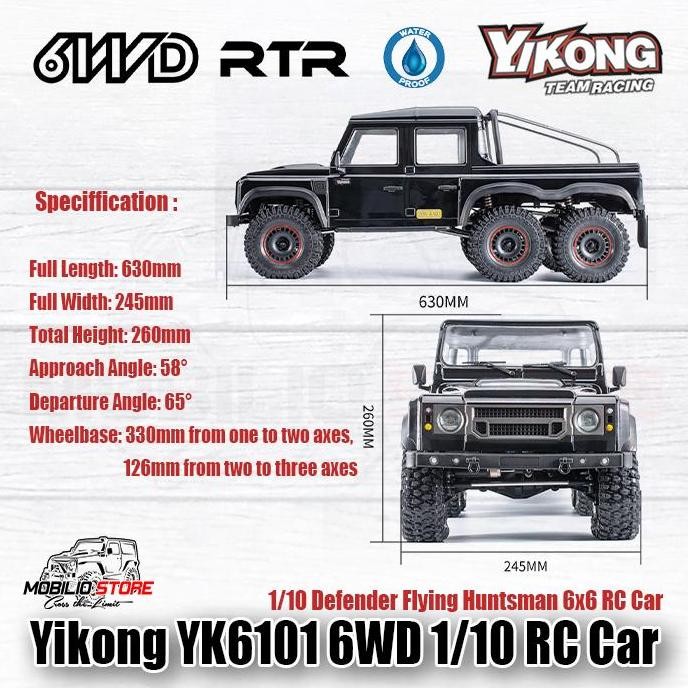 Diskon Yikong Yk6101 1/10 Scale Rc Car 6X6 Rtr Defender Flying Huntsman Body