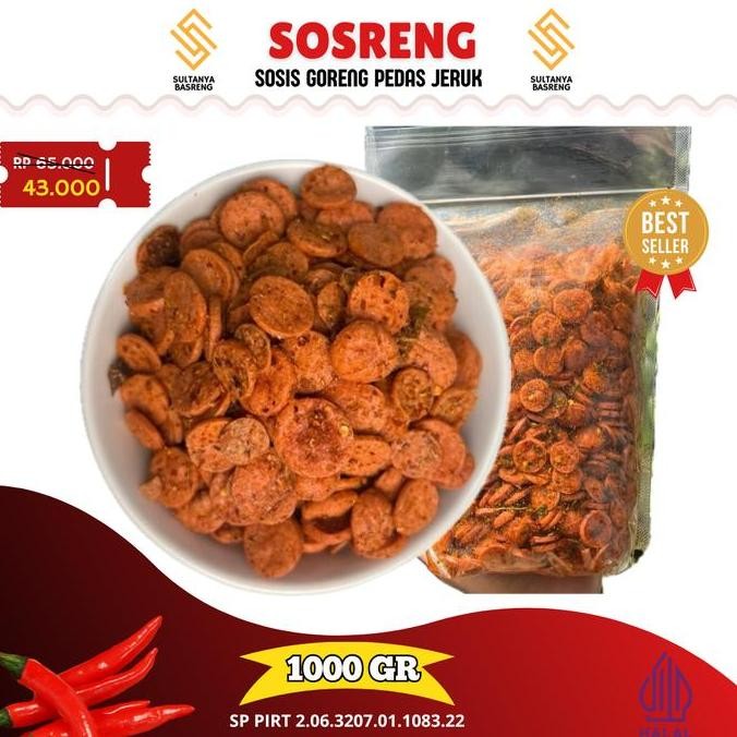 

1kg Sosis goreng Sosreng Raja ngemil wajib coba Cemilan pedas daun jeruk snack enak gurih Food Kering Makanan Camilan Keripik Keripik snack murah