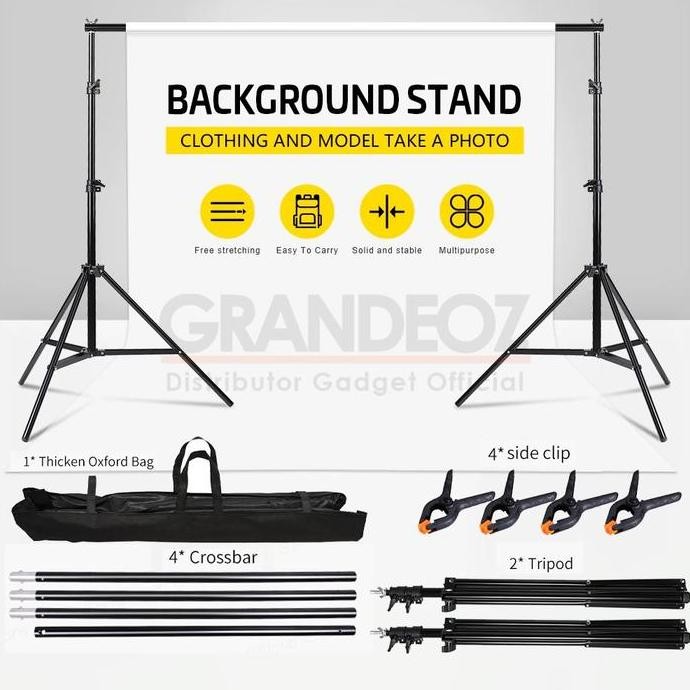 BEBAS ONGKIR - [ORIGINAL] TaffSTUDIO Backdrop Stand Background Bracket 3M Foto Studio Besi Tiang Pen