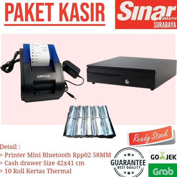 

TERBARU - PAKET KASIR : PRINTER BLUETOOTH RPP02 + CASHDRAWER 42 CM + 10 KERTAS