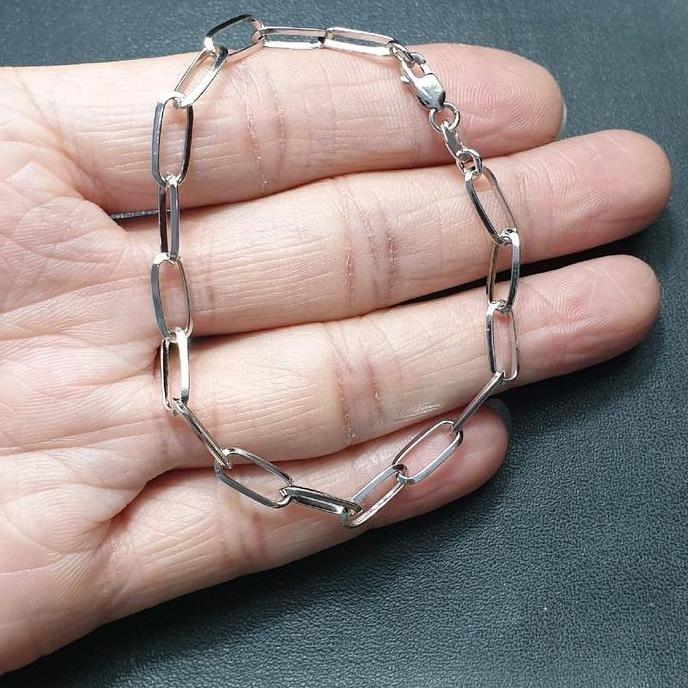 Promo Gelang Tangan Perak 925 Asli Rantai Model Paperclip