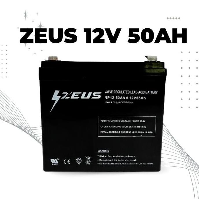 Aki Baterai Battery Vrla Zeus 50 Ampere 12V50Ah 12V 50Ah