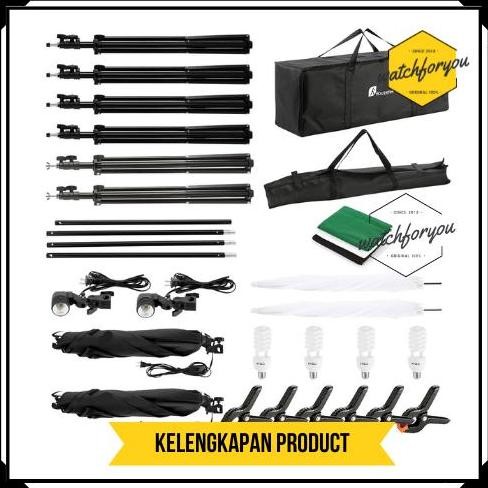 Paket Full Set Background Foto Studio Softbox Lampu Lighting Vlogger New Stok