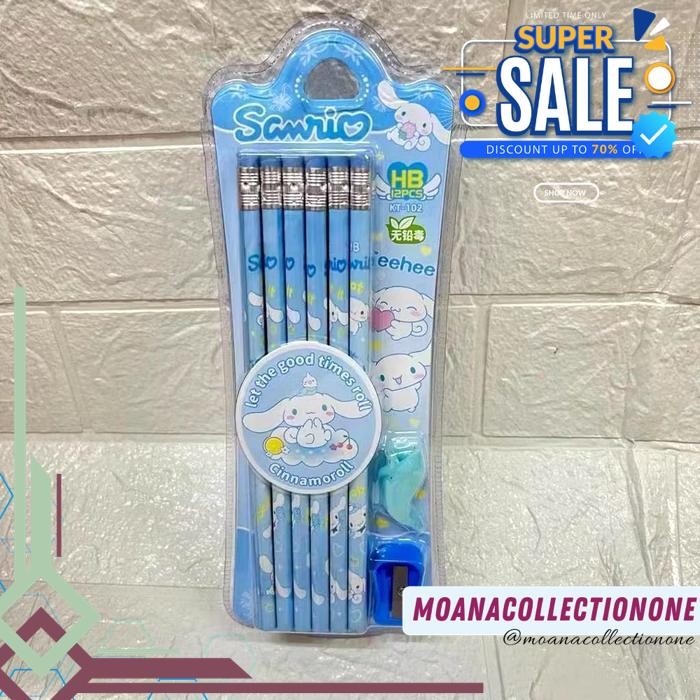 

12 PCS PENSIL HB SANRIO PAKET PENSIL TULIS STATIONERY CINNAMOROLL KUROMI MELODY KUALITAS PRODUK TERBAIK