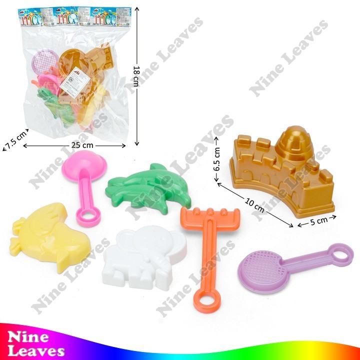 Mainan Cetakan Pasir Bentuk Benteng + Animal 3 Pcs + Sekop