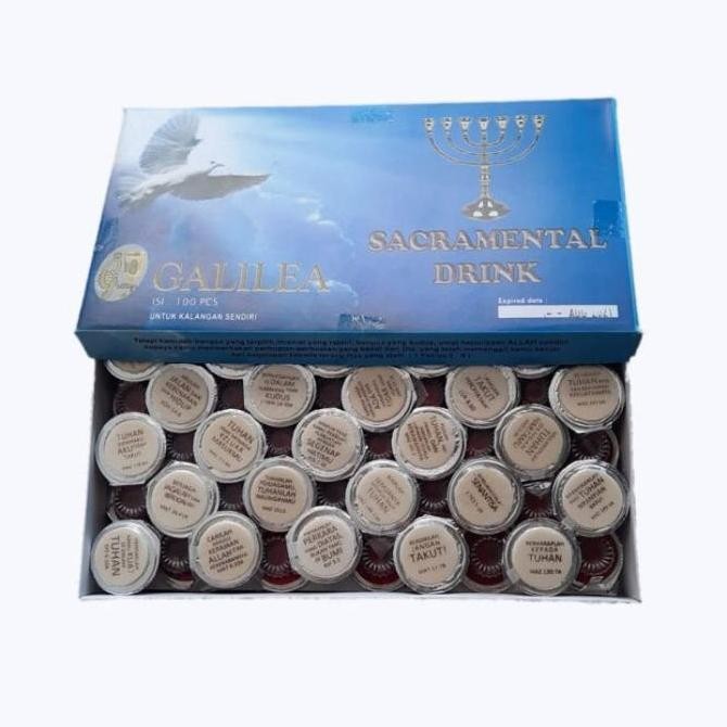 

Anggur Perjamuan Kudus +Hosti Ayat dalam satu kemasan 1 dus isi 100pcs