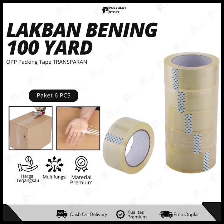 

Beli 6 Lebih Murah Lakban Bening 45mm x 100 Yard / Lakban Bening Ekonomis 70 Meter