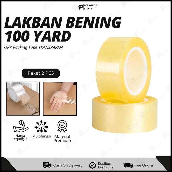 

[2 PCS] Lakban Bening 45mm x 100 Yard / Lakban Bening Ekonomis 70 Meter - Untuk Packing