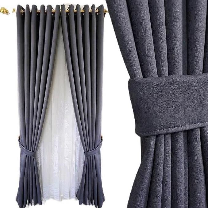 New Godeng jendela /pintu gordeng polos blackout warna abu tua, abu muda, coklat tua, coklat mocca,c