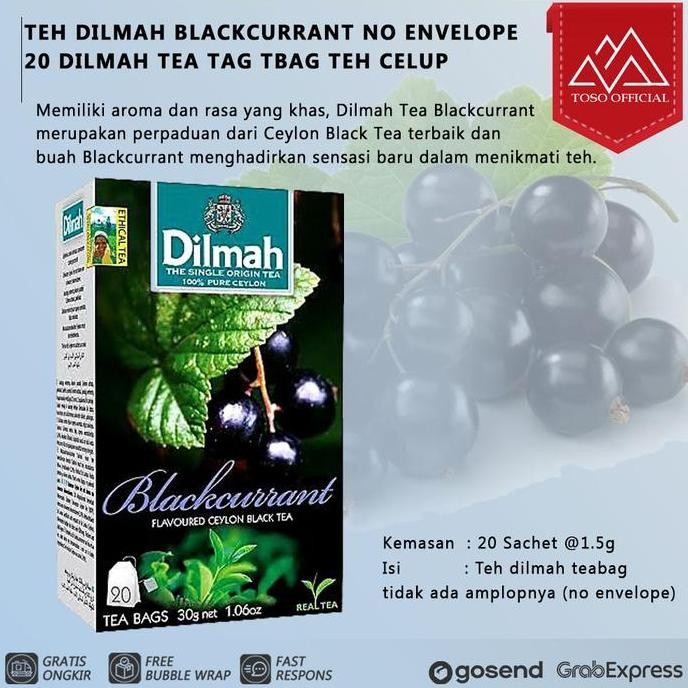 

Ready TEH DILMAH BLACKCURRANT NO ENVELOPE 20 DILMAH TEA TAG TBAG TEH CELUP