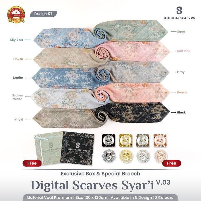 [Free Brooch] Syari Motif Box Digital Jumbo - Umama Scarves