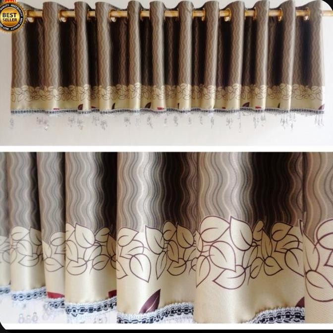 Baru Gorden Poni Rumbai Atas Pintu Jendela Mewah Blackout Import Printing Coklat Hijau Ungu Tinggi 4