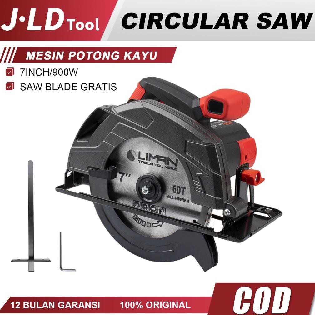 NEW NEW JLD Circular Saw Gergaji Kayu Listrik 900W Circular Saw 7 Inch Mesin Serkel Kayu Sirkular Sa