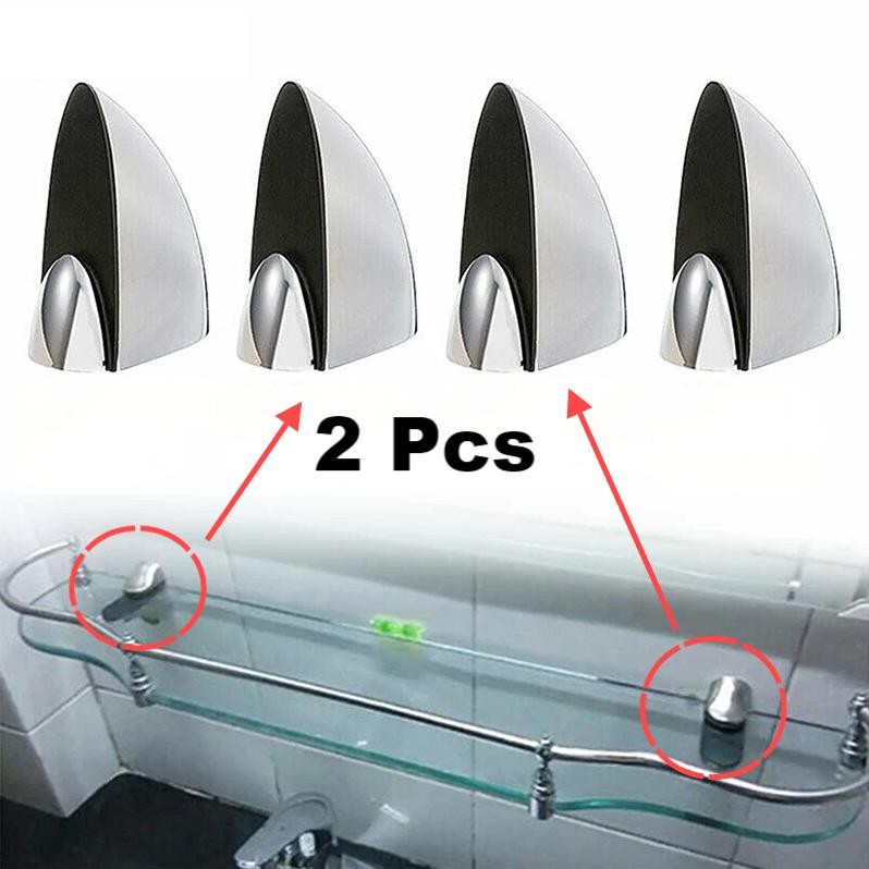 Premium 2 Pcs Jepitan Kaca Ambalan Penjepit Kaca Adjustable Penjepit Kaca Dinding Stainless Glass Cl