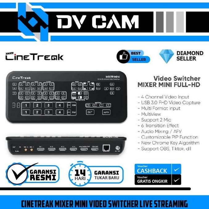 Cinetreak Mixer Mini Video Switcher Live Streaming New Stok