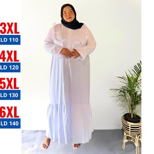 SEMPOL Garede - Gamis Dress Jumbo Syari Terbaru Polos Premium Mewah Elegan Putih Kekinian