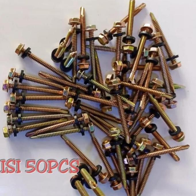 ;&;&;&;&] Baut Sekrup Sekrup Baja Ringan Roofing Galvalum Driling Uk 50/60/70mm