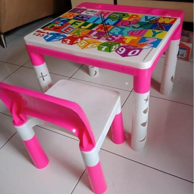 Meja dan kursi anak printing akako Kursi Set Anak Karakter Kursi TK Meja Tulis Meja Sekolah