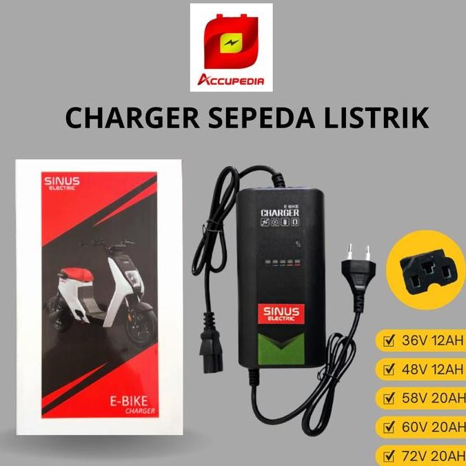 CHARGER AKI BATTERY SEPEDA LISTRIK 36V 12AH - 48V 12AH - 48V 20AH