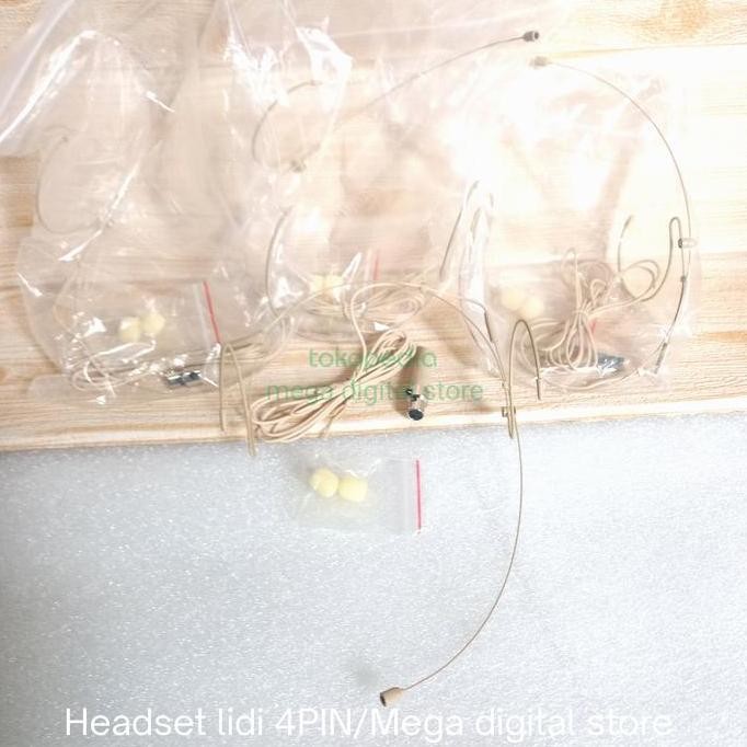 Grosir Mic Headset Lidi Telinga/Bando 4 Pin Untuk Wireless Mic Mini Xlr 4 Pin