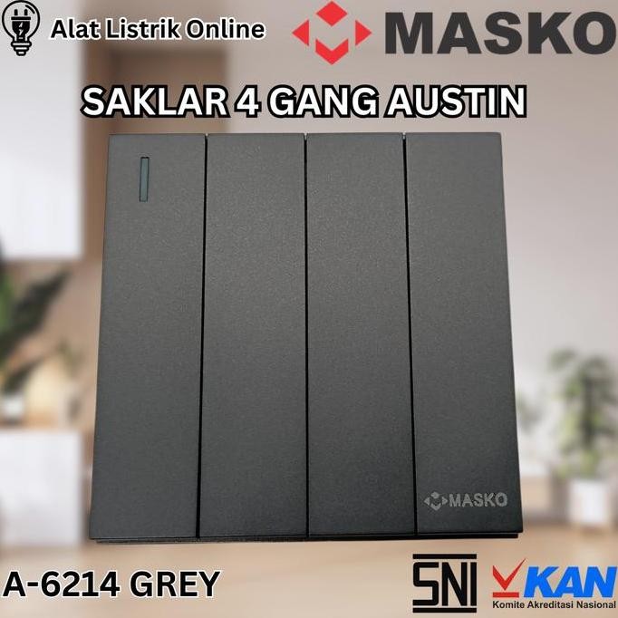 Promo MASKO IB SAKLAR 4 GANG GREY A-6214 (A-6214) AUSTIN SNI ORI COD