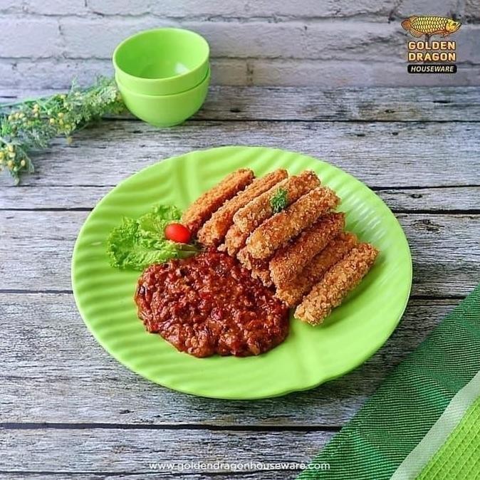 Termantab] Piring Melamin Jumbo Besar Lebar | Piring Makan Saji Sayur Hijau Daun