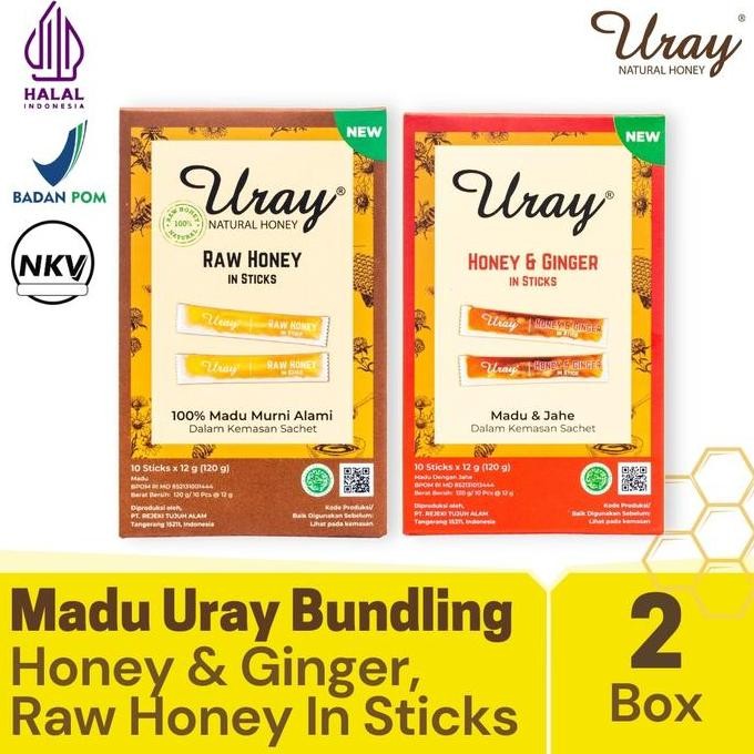 

BARU BUNDLING 2 BOX MADU URAY RAW HONEY STICKS 120GR & URAY HONEY & GINGER