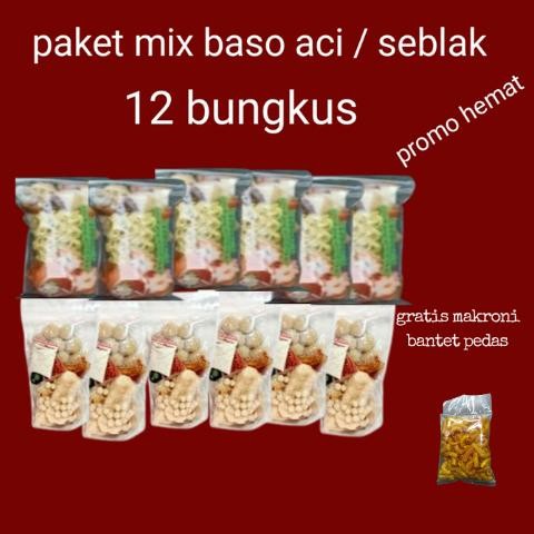 

paket mix 12 bungkus baso aci instan seblak instan gratis magroni bantet pedas paket seller kombo hemat seblak 6 pcs baso aci 6 pcs