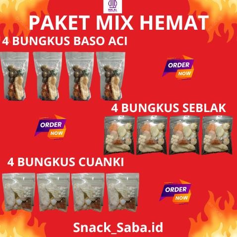 

Paket Mix 12 bungkus Baso aci 4 cuanki 4 seblak 4 Murah Hemat