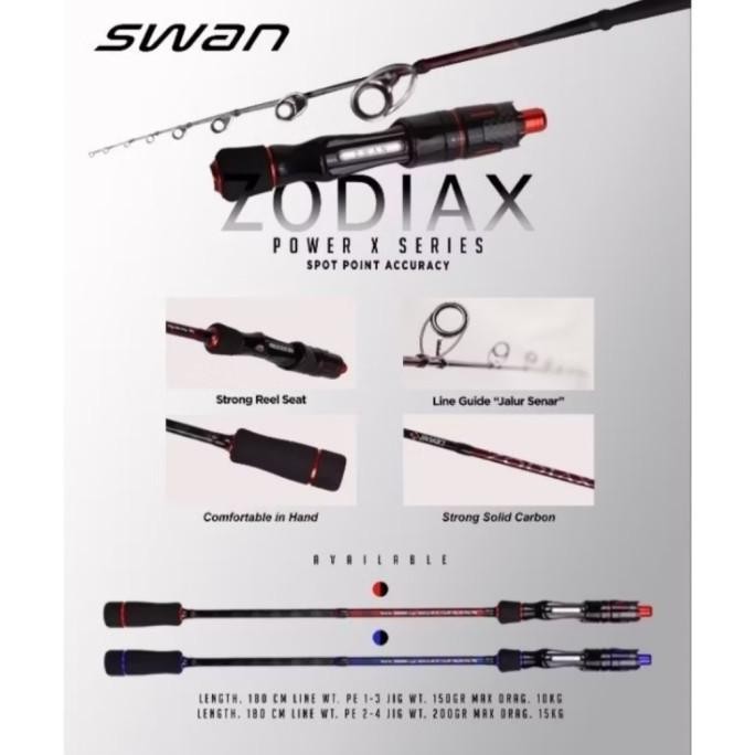 Joran Pancing Laut Swan Zodiax 180 cm Pe 1-3/2-4/ Full Carbon Solid