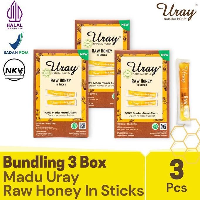 

BARU BUNDLING 3 PCS MADU URAY RAW HONEY IN STICKS 120GR - MADU HUTAN