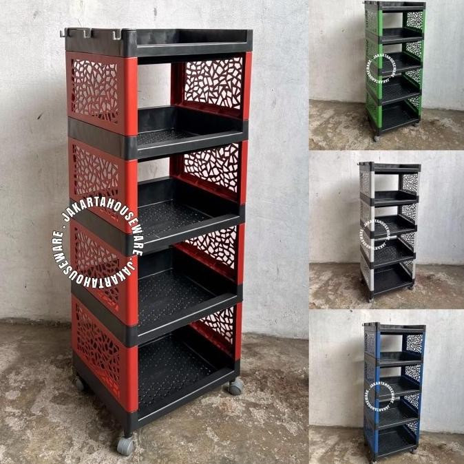Rak susun roda rak dapur plastik 5 susun tabitha RSTK